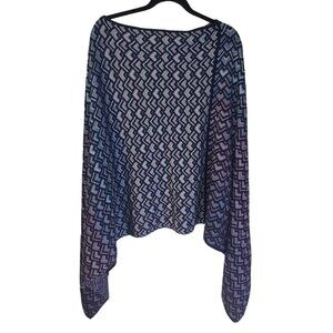 J Jill Women's Boho Geometric Print Shawl One Sz NEW Blue Purple Cotton Festival